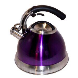 Bergner purple stovetop Tea Kettle #1590 8.5" round at bottom 9.5" tall